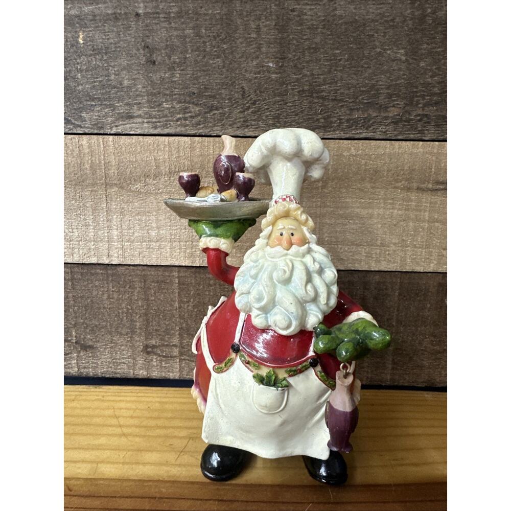 Santa Baker With Wine Resin Figure 8”
